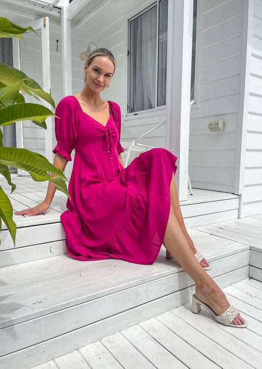 Raya - Magenta Midi Dress